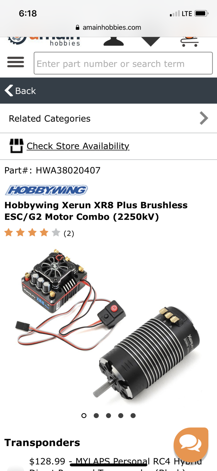 HWA38020407 Hobbywing Xerun XR8 Plus Brushless ESC/G2 Motor Combo 2250kV