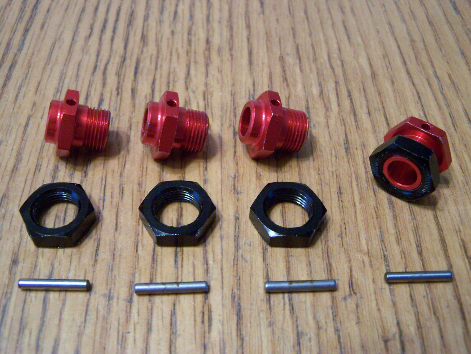 Upgraded - Red 17mm Aluminum Wheel Hexes Black Nuts & Pins Hex 16.5mm.jpg