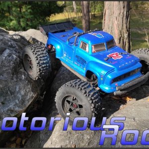 ARRMA Notorious 6S Rocks. Bashing, Jumping, Swimming. Music Video.