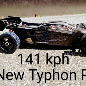 141 kph. New pb on Arrma Typhon on Toyo Proxes R888, 6s Speedrun.